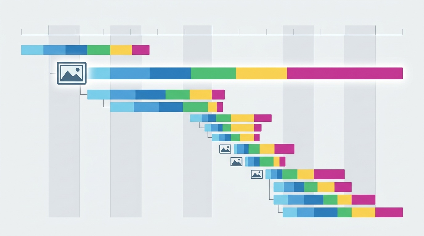 Illustration of a web performance timeline with a highlighted image request affecting LCP