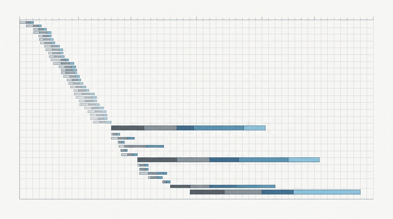 A stylized browser waterfall showing many small requests simplified into fewer intentional requests.