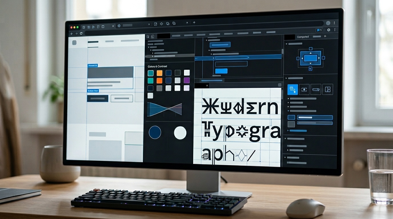 Browser developer tools inspecting color contrast on a web page interface.